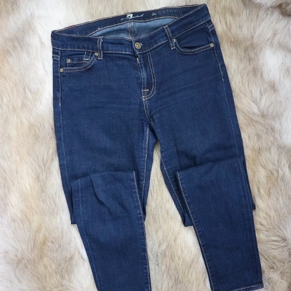 7 For All Mankind Skinny Jeans Size 28 Medium Wash - Picture 1 of 6